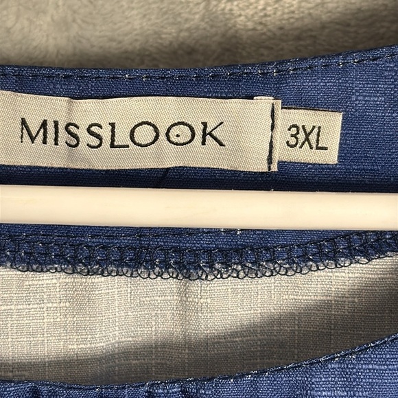 MISSLOOK Cat shirt 3X plus size Blue Casual Top lightweight cotton - Picture 3 of 10